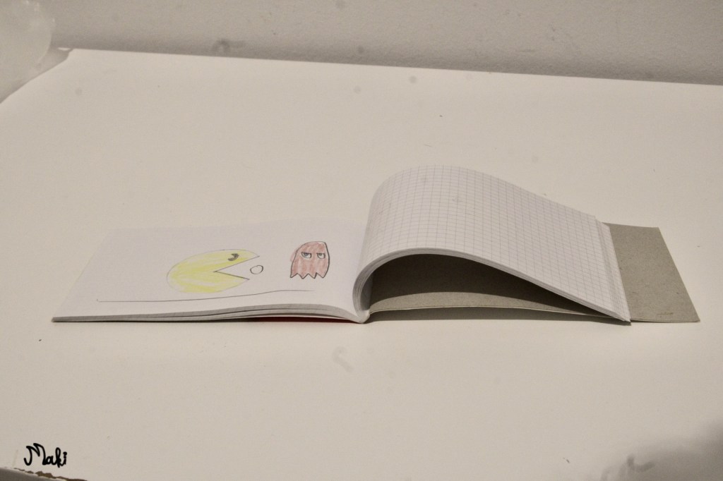 An open flip-book.